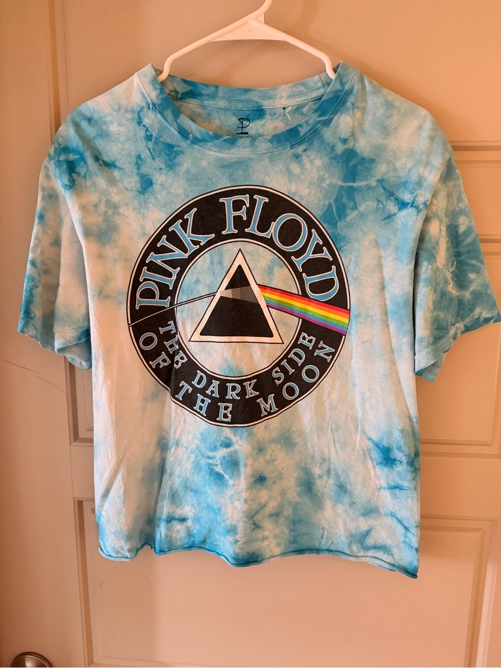 Pink Floyd Kids Tie-Dye Tee - Blue & White with Rainbow Graphic